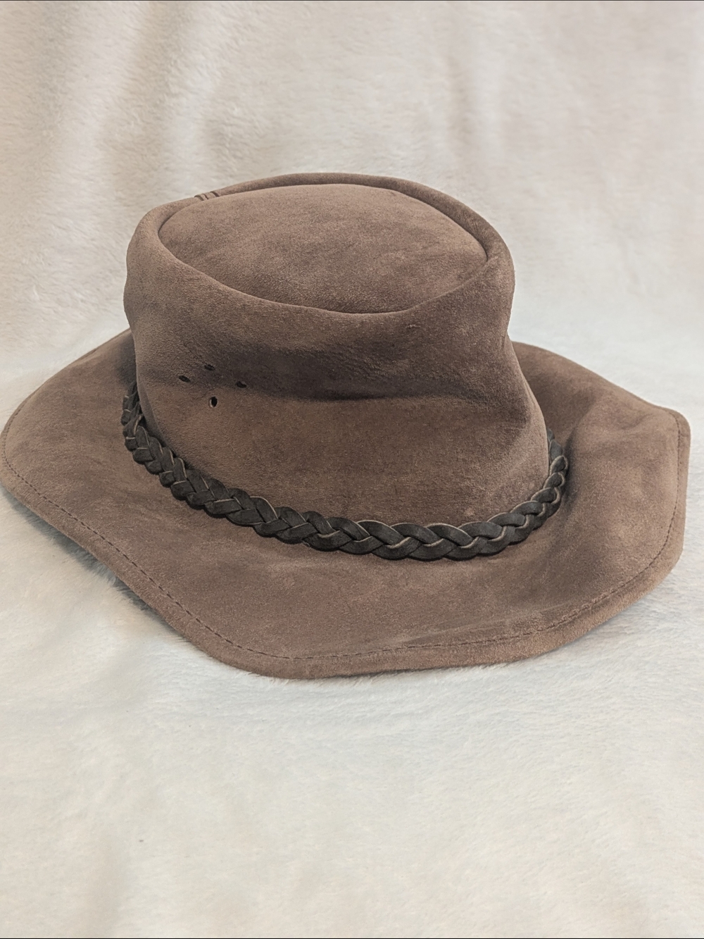 Walkabout Real Suede Leather Hat Sz S Made in Australia Aussie Cowboy Tan Beige